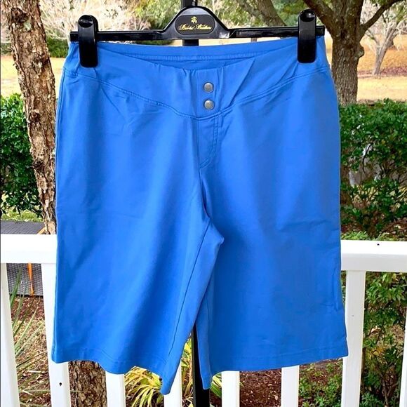 Athleta Electric Blue Nylon Bermuda Shorts - Picture 1 of 5